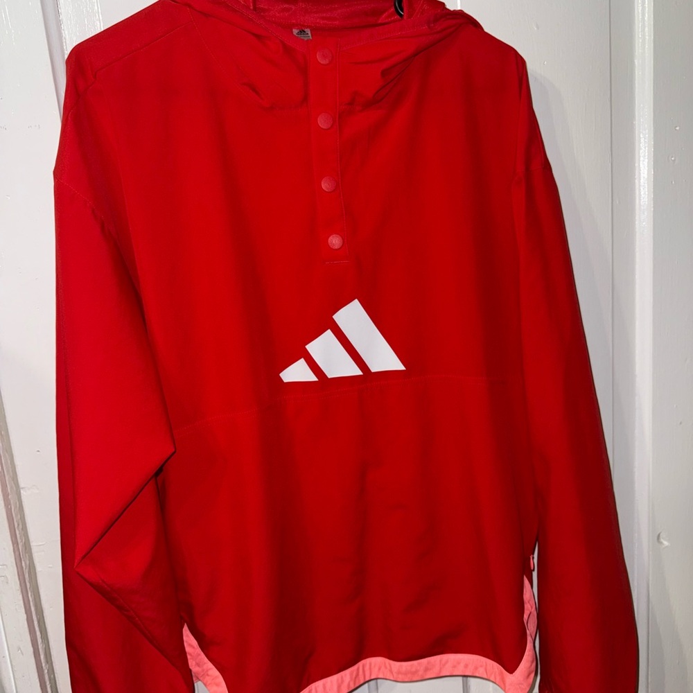 Adidas Red Windbreaker with White Logo